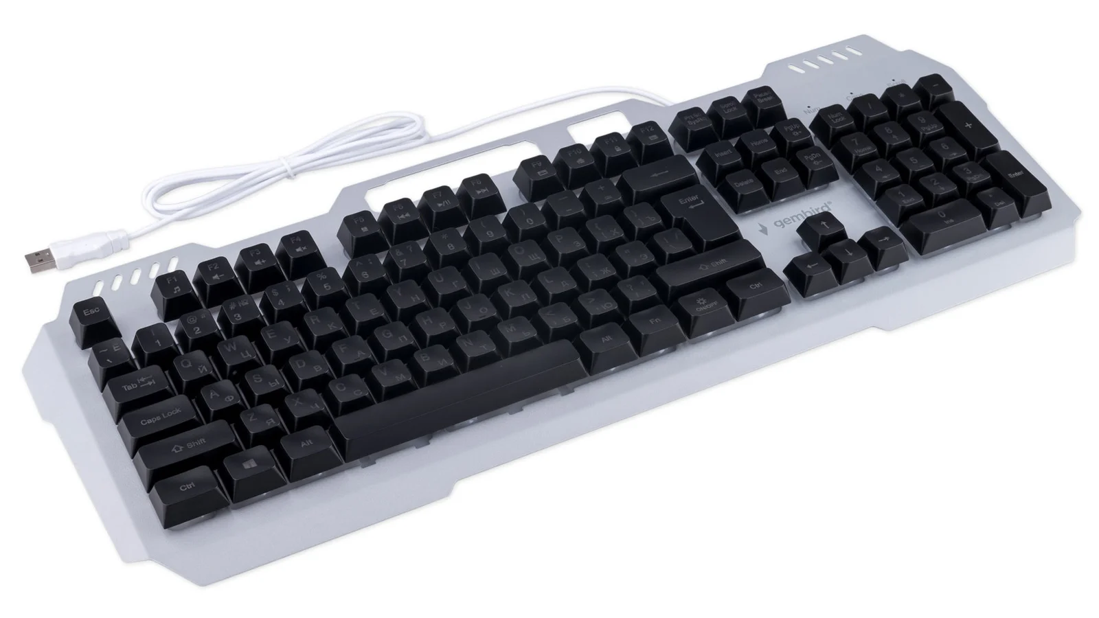 Клавиатура Gembird KB-G710M-S проводная, USB Type-A, чёрный/серебристый