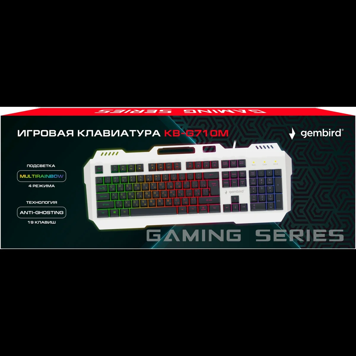 Клавиатура Gembird KB-G710M-S проводная, USB Type-A, чёрный/серебристый