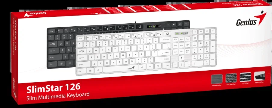 Клавиатура Genius Slimstar 126 проводная, USB Type-A, белый