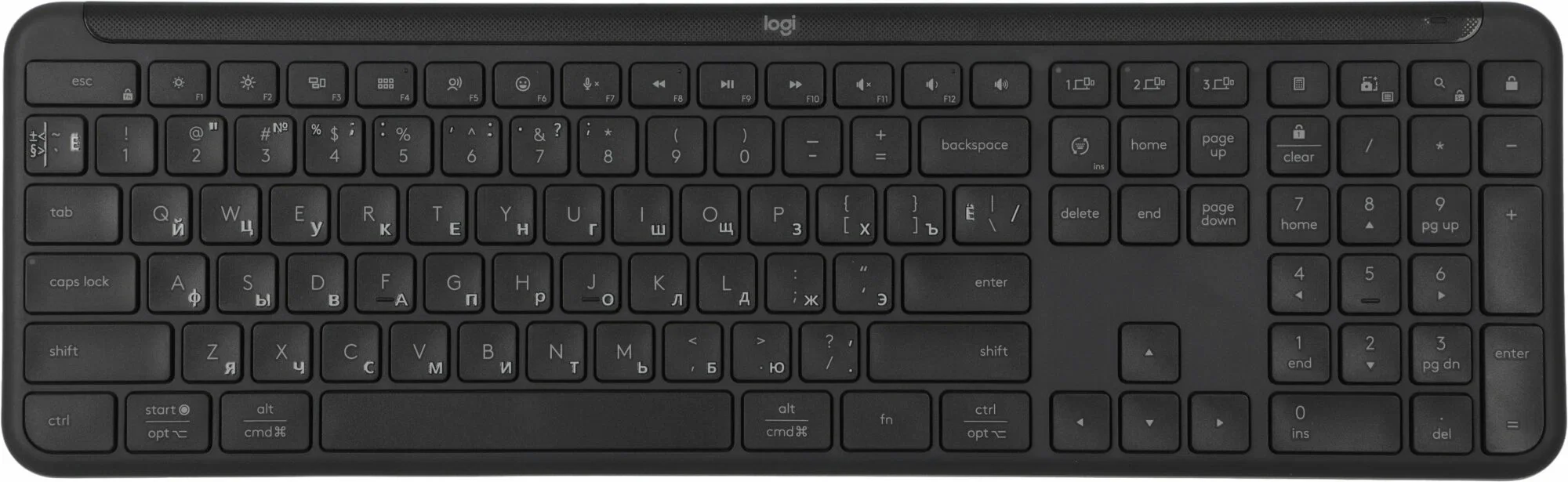 Клавиатура Logitech Signature Slim K950 беспроводная, Bluetooth, радиоканал, серый