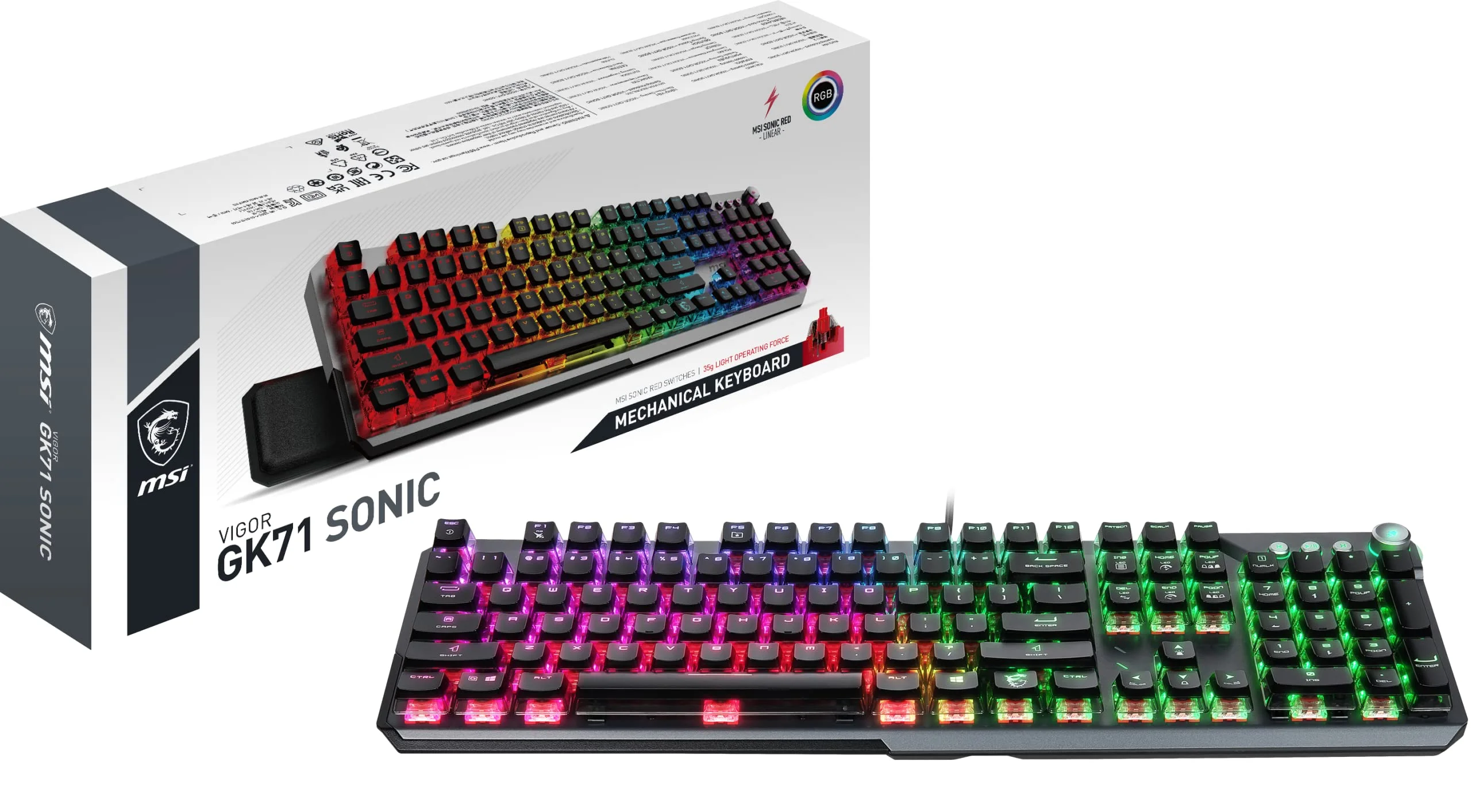 Клавиатура MSI STRIKE Pro W Silent механическая серый/черный USB Multimedia for gamer LED (подставка для запястий) (S11-43RU210-CLA)