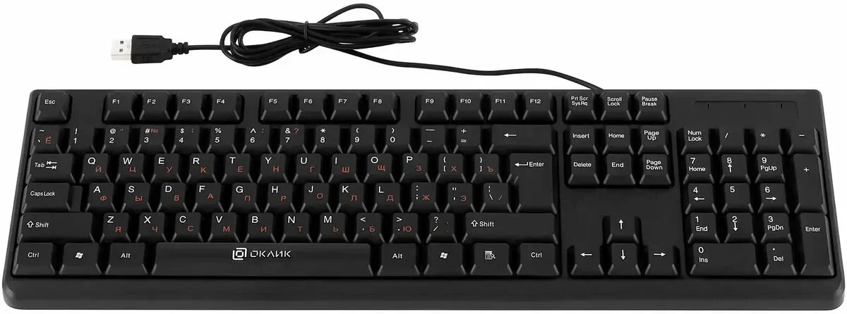Клавиатура Oklick 100M HW3 проводная, USB Type-A, чёрный