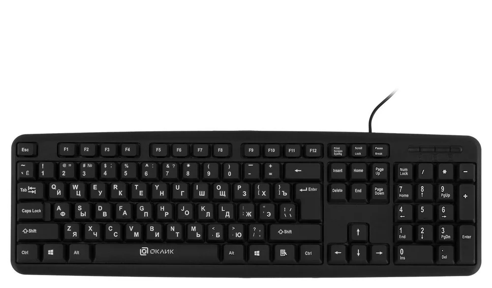 Клавиатура Oklick 180M проводная, USB Type-A, чёрный