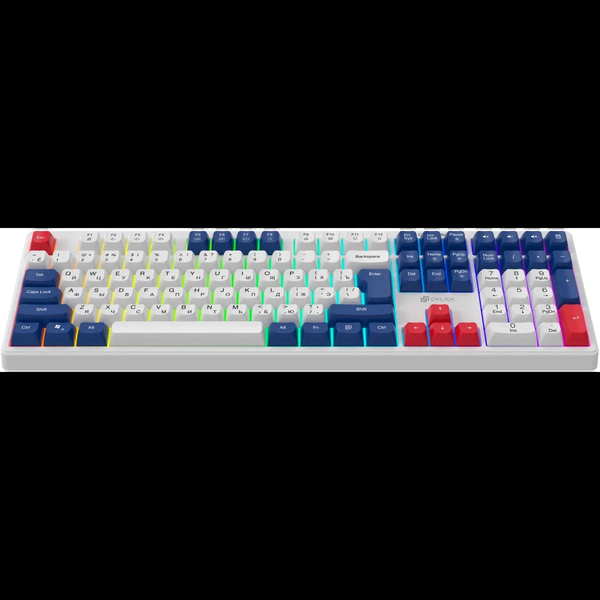 Клавиатура Oklick 725G проводная, USB Type-A, белый/красный