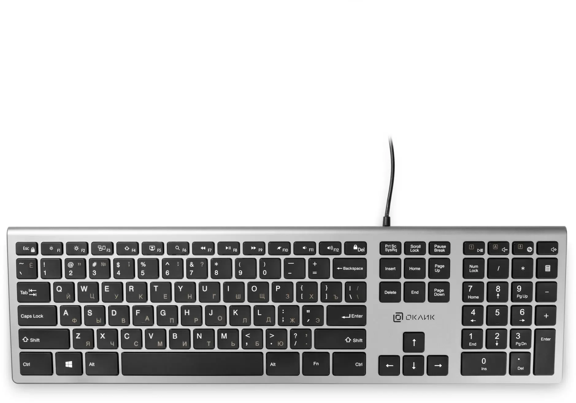 Клавиатура Oklick 890S проводная, USB Type-A, серый