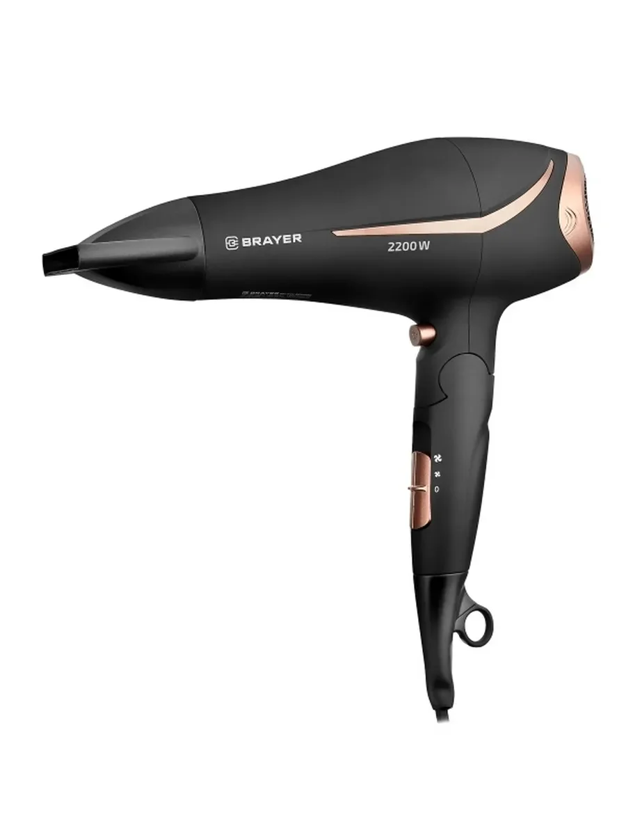 Фен BRAYER BR3000BN (2200 Вт, 2 скор., холодный воздух,складная ручка, съемный фильтр, шнур 1,8 м)