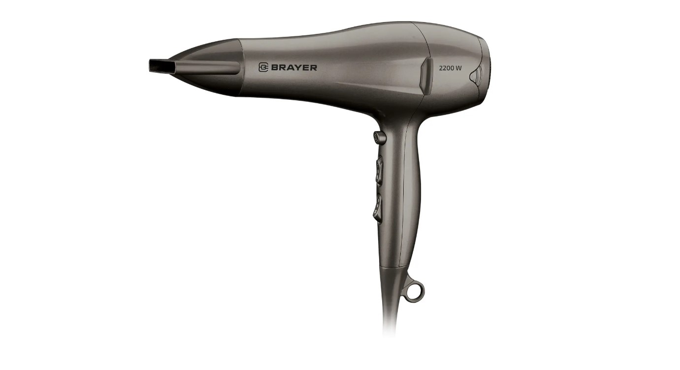 Фен BRAYER BR3006, 2200 Вт, 2 cкор, 3 темп., узкий конц., холод.