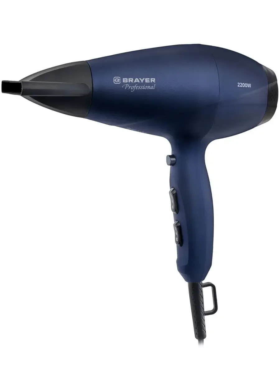 Фен BRAYER BR3007, 2200 Вт, 2 cкор, 3 темп., узкий конц., холод.