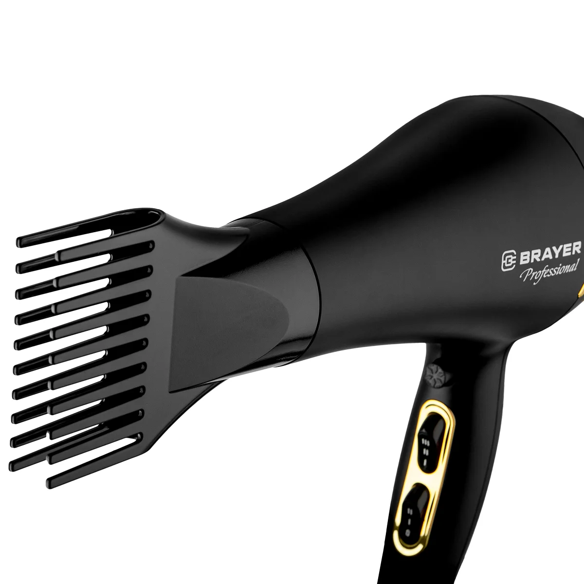 Фен BRAYER BR3010, 2200 Вт, АС мотор, 2 cкор, 3 темп., узкий конц., диффуз, гребень, холод.