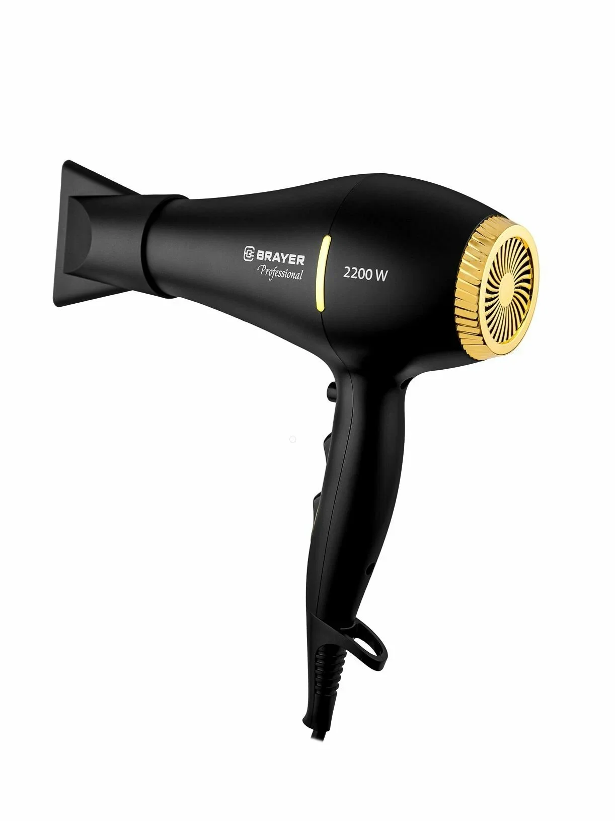 Фен BRAYER BR3010, 2200 Вт, АС мотор, 2 cкор, 3 темп., узкий конц., диффуз, гребень, холод.
