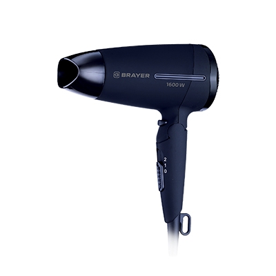 Фен BRAYER BR3020BL (1600 Вт, 2 скор., холодный воздух, складная ручка, съемный фильтр, шнур 1,8 м)