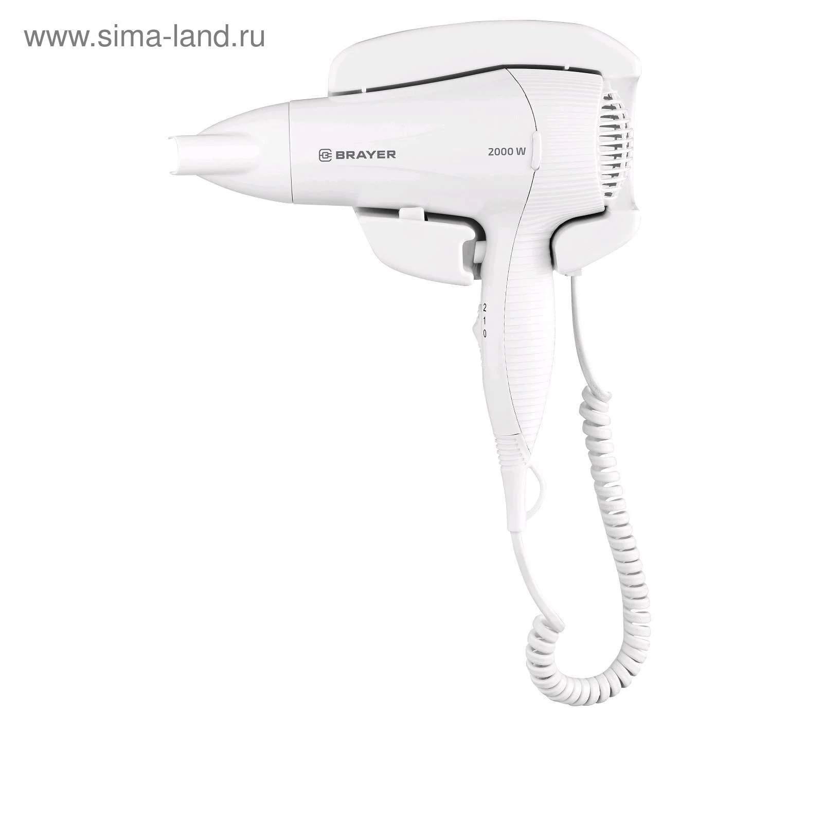 Фен BRAYER BR3021 (2000, 2 скор, 2 реж нагрева, концентратор,  холод, 1м,)
