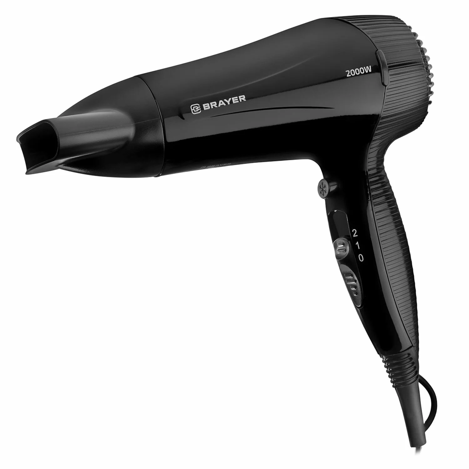 Фен BRAYER BR3021 (2000, 2 скор, 2 реж нагрева, концентратор,  холод, 1м,)