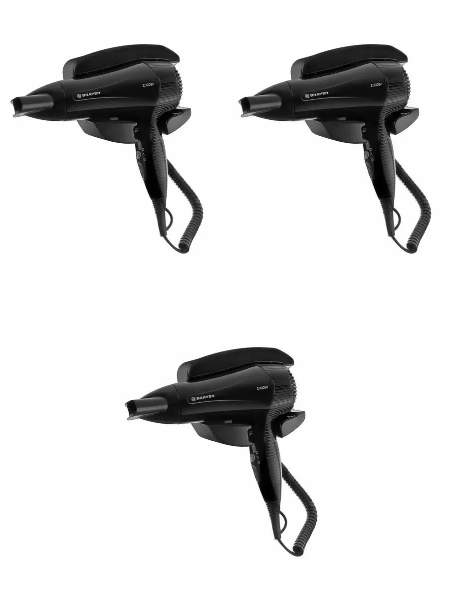 Фен BRAYER BR3021 (2000, 2 скор, 2 реж нагрева, концентратор,  холод, 1м,)