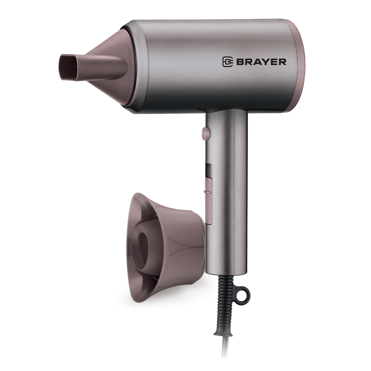 Фен BRAYER BR3022, 1800 Вт, 2 cкор, торнадо 360, узкий конц., турборежим. 1,8 м