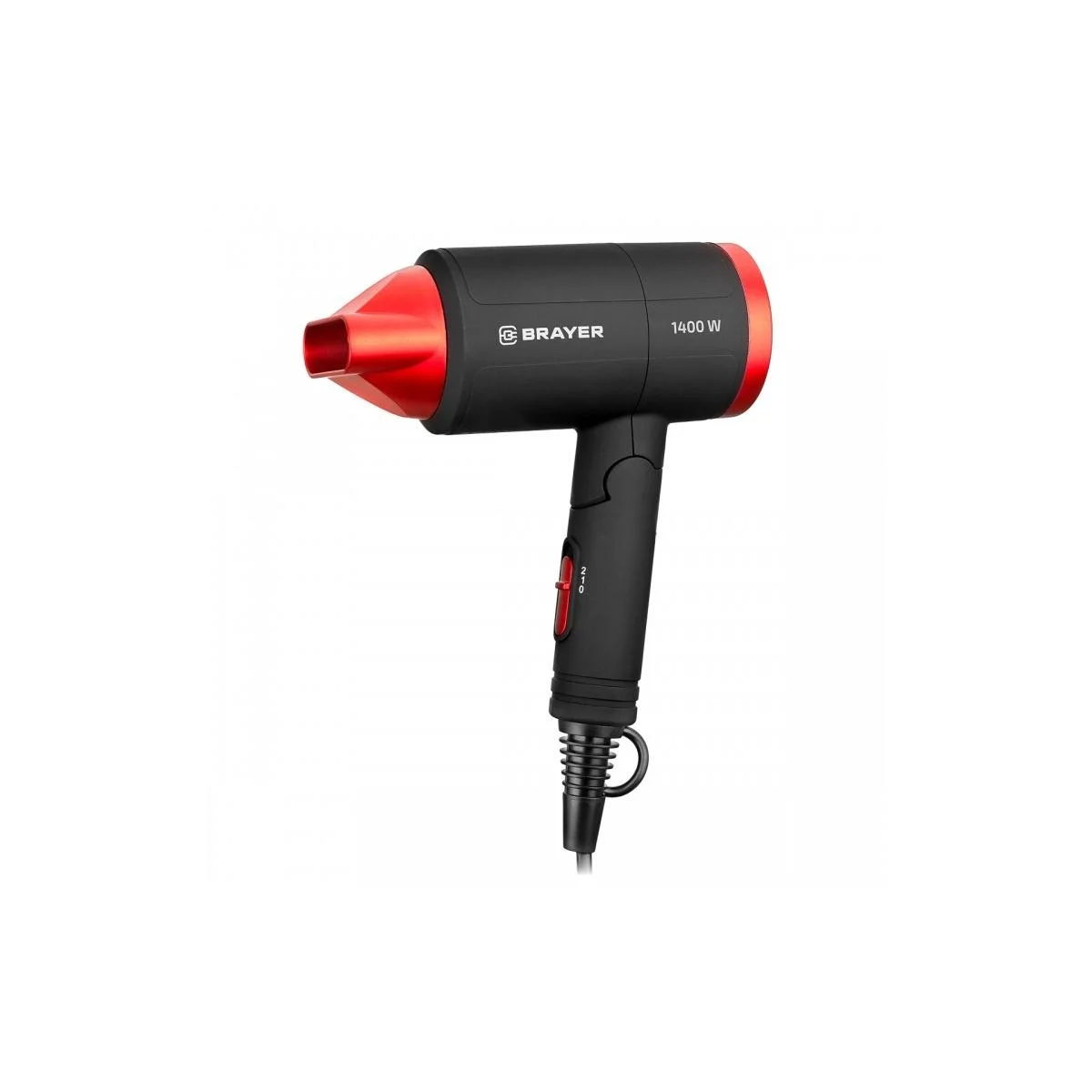 Фен BRAYER BR3040 (1400 Вт, 2 скорости, узкий концентратор складная ручка, съемный фильтр,  1,8 м)