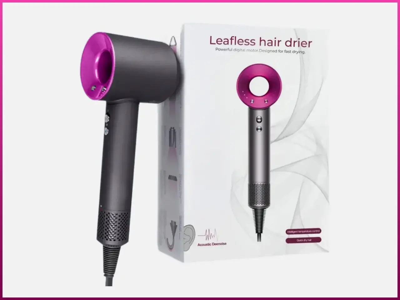 Фен Daison Leafless (1600Вт,5нас,4реж,ионизац,каб1,6м)(КИТАЙ,12мес гар) АКЦИЯ: 5 шт-1400/10 шт-1350