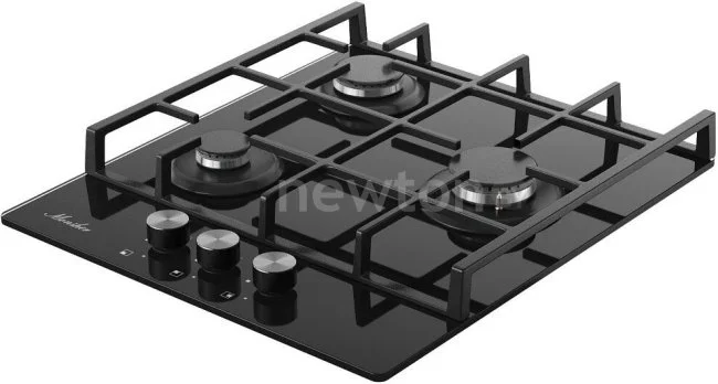 Варочная поверхность MONSHER MGG 42 Noir, High-Tech, газ, 45 см, газ-контроль, автоматический электроподжиг, чугунные решетки, форсунки под сжиженый г