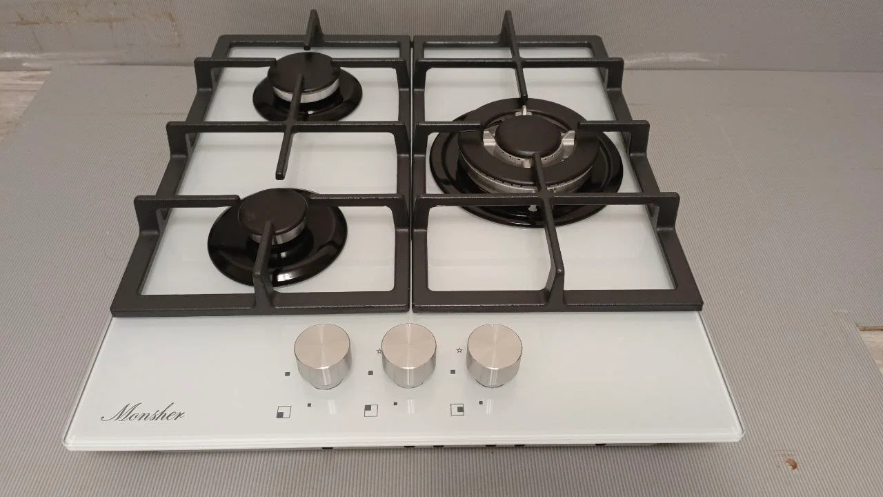 Варочная поверхность Monsher MGG 43 Blanc, газ, High-Tech, 45 см, автоматический электроподжиг, газ-контроль, форсунки под сжиженый газ, SABAF конфорк