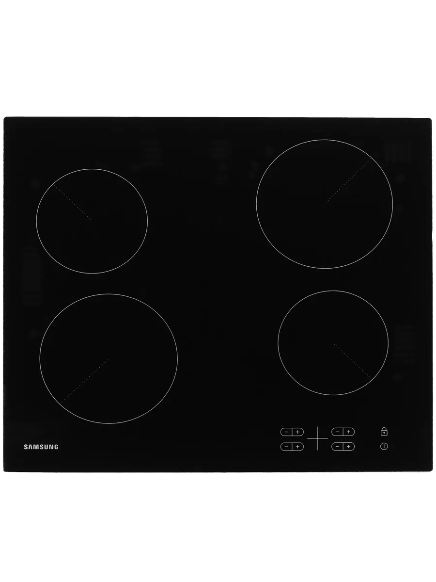 Встраиваемая электрическая панель Samsung NZ64T3506AK/WT 575x505x55 мм, стеклокерамика, 4 конфорки, скошенная рамка,сенсорное управление, светодиодный