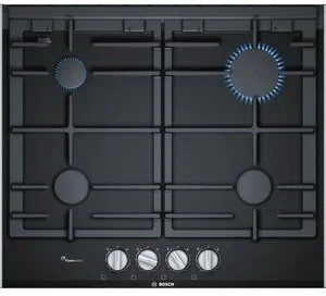 Газовая варочная панель Bosch 60 см, закаленное стекло, независимая, черная
