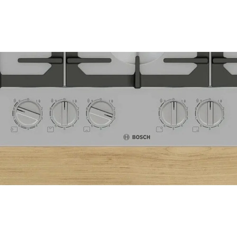 Газовая варочная панель Bosch PCS7A5I90 75 см, нерж.сталь, независимая, нержавеющая сталь,чугунные решетки