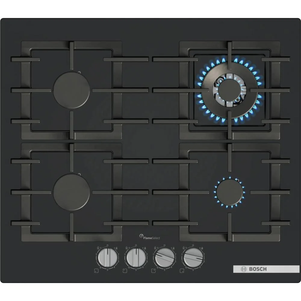 Газовая варочная панель Bosch PPH6A6I40O 5.8x59x52 см, WOK, закаленное стекло, независимая, черная