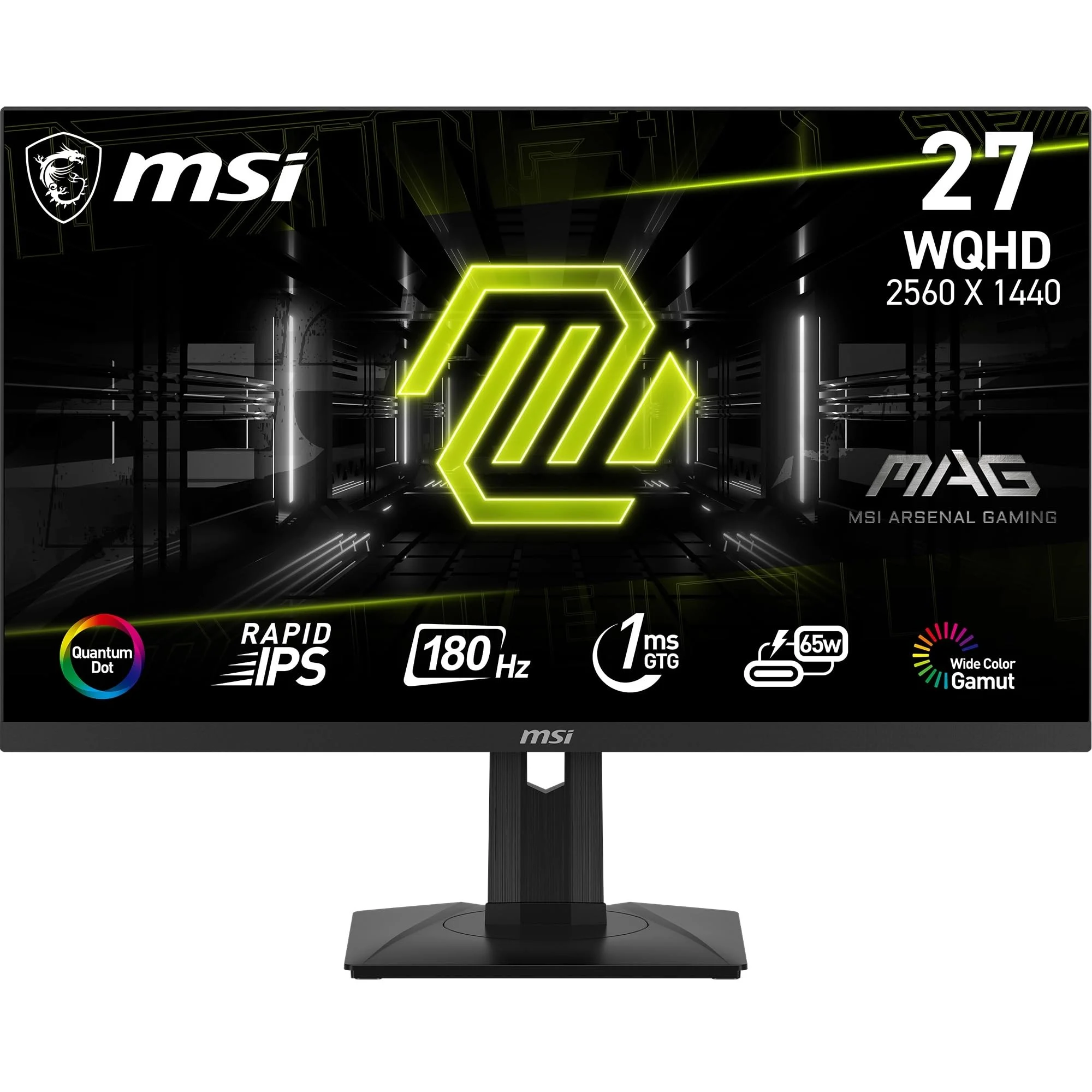 Монитор 27" MSI MAG 274QF X24 IPS 2560x1440, 240 Гц, 0.5 мс, 16:9, 250 кд/м², 2xHDMI 2.0b, DP 1.4a, 3.5 мм, FreeSync, полуматовый экран, черный