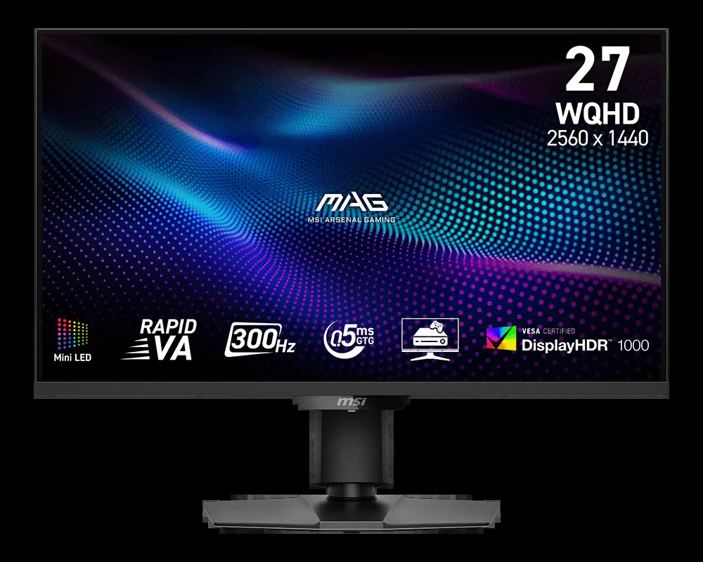 Монитор 27" MSI MAG 274QPF X30MV Rapid VA 2560x1440, 300 Гц, 0.5 мс, 16:9, 1000 кд/м², miniLED, DisplayHDR 1000, HDMI 2.1, DP 1.4a, 3.5 Jack, Adaptive