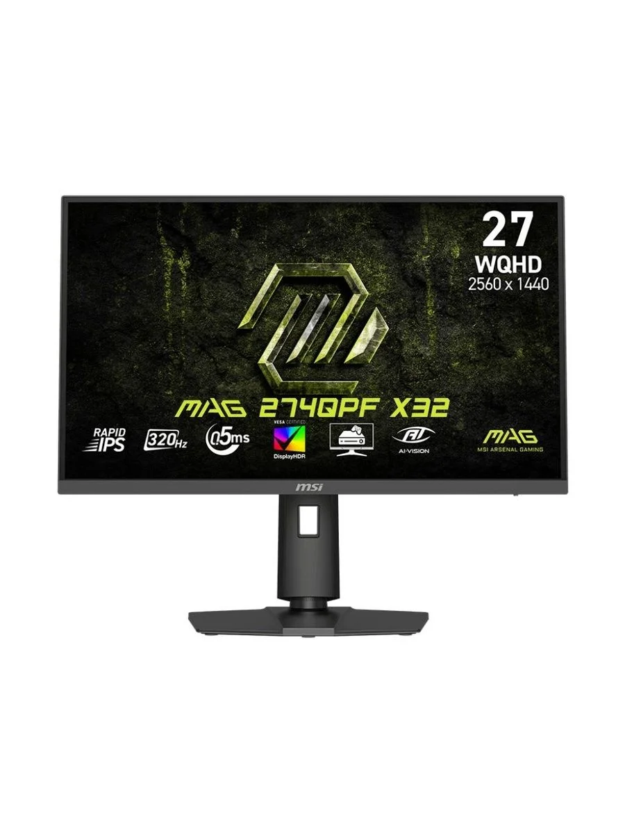 Монитор 27" MSI MAG 274QPF X30MV Rapid VA 2560x1440, 300 Гц, 0.5 мс, 16:9, 1000 кд/м², miniLED, DisplayHDR 1000, HDMI 2.1, DP 1.4a, 3.5 Jack, Adaptive
