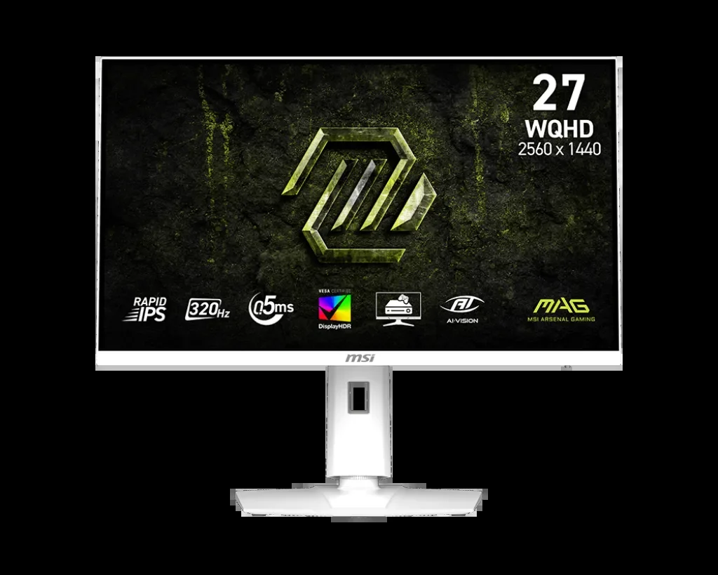 Монитор 27" MSI MAG 274QRFW E20 Rapid IPS 2560x1440, 200 Гц, 1 мс, 16:9, 400 кд/м², 2xHDMI 2.0b, DP 1.4a, USB-C, 3.5 Jack, HDR10, FreeSync, белый