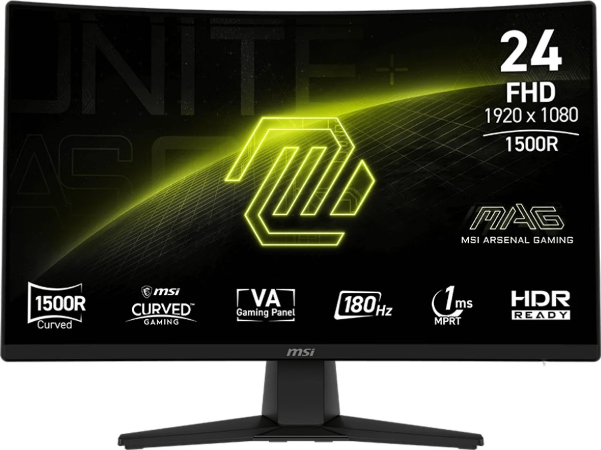 Монитор 27" MSI MAG 275CQF E18 VA 2560x1440, 180 Гц, 0.5 мс, 16:9, 250 кд/м², HDMI 2.0b, DP, 3.5 Jack, Adaptive-Sync, изогнутый экран (1500R), черный