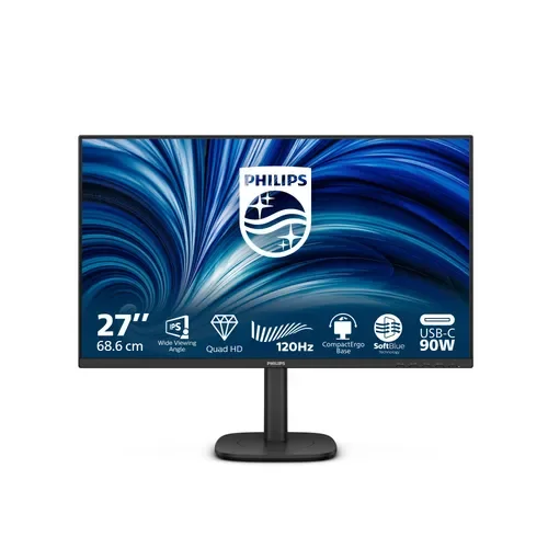 Монитор 27" Philips 27B2U3601/00 IPS 2560x1440, 120 Гц, 4 мс, 16:9, 350 кд/м², HDMI 2.0, DP, USB-C (90 Вт), 3.5 Jack, USB Hub (4x USB 3.2), динамики (