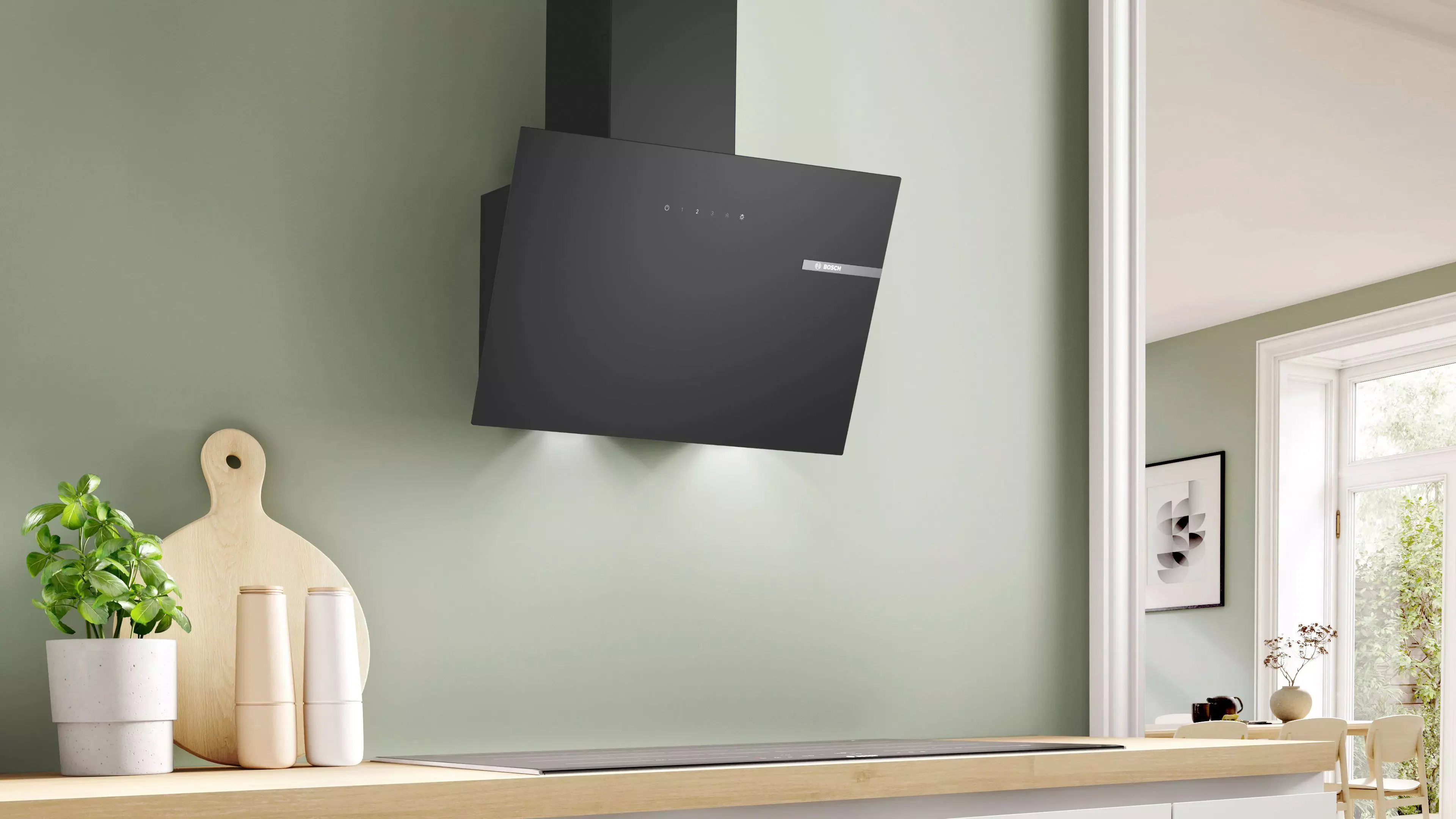 Вытяжка наклонная Bosch DWK96PJ60T черный, 60 см, 700 куб. м/ч, 71 дБ