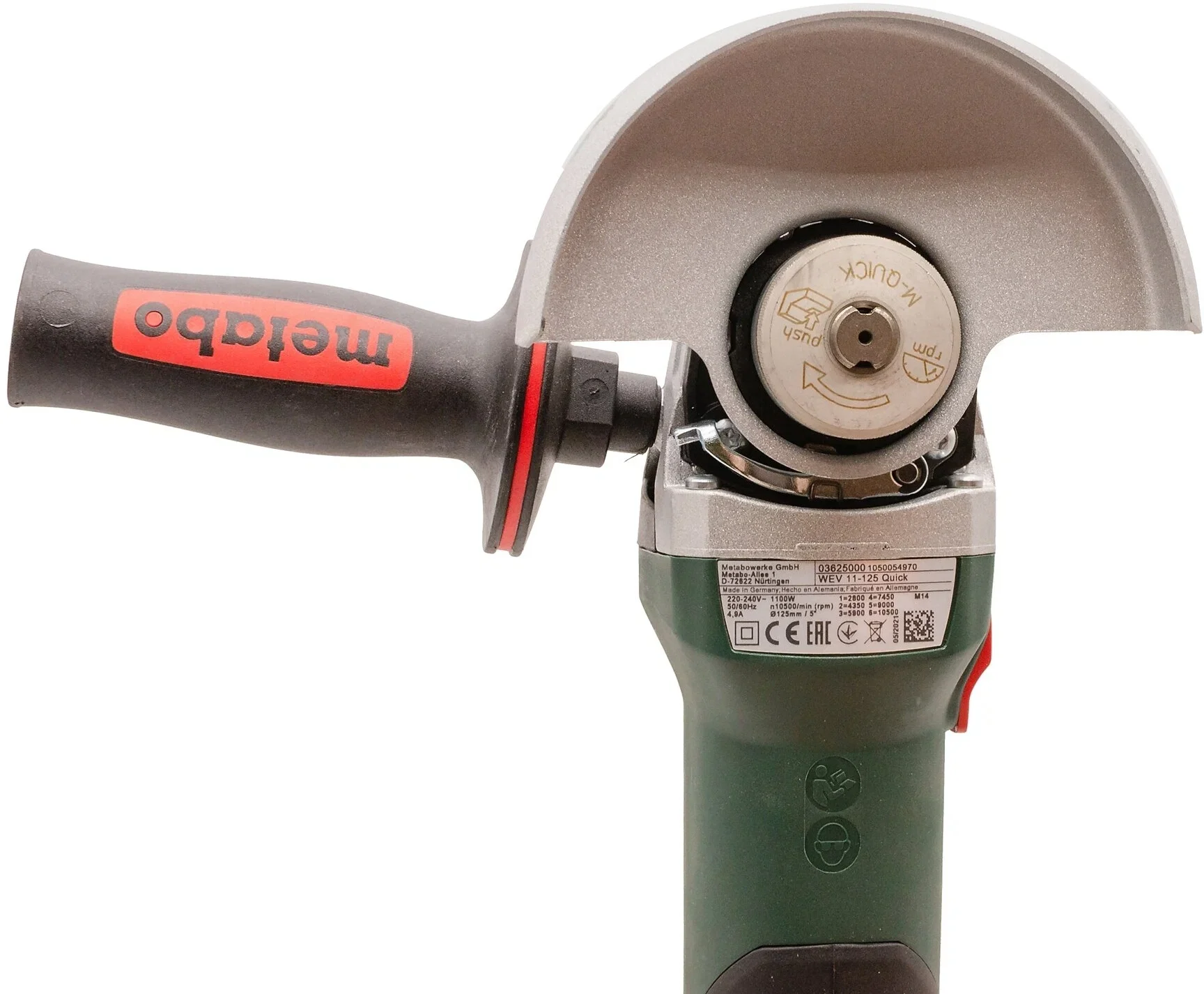 Углошлифовальная машина Metabo WEV 11-125 Quick 1100Вт 10500об/мин рез.шпин.:M14 d=125мм (603625000)