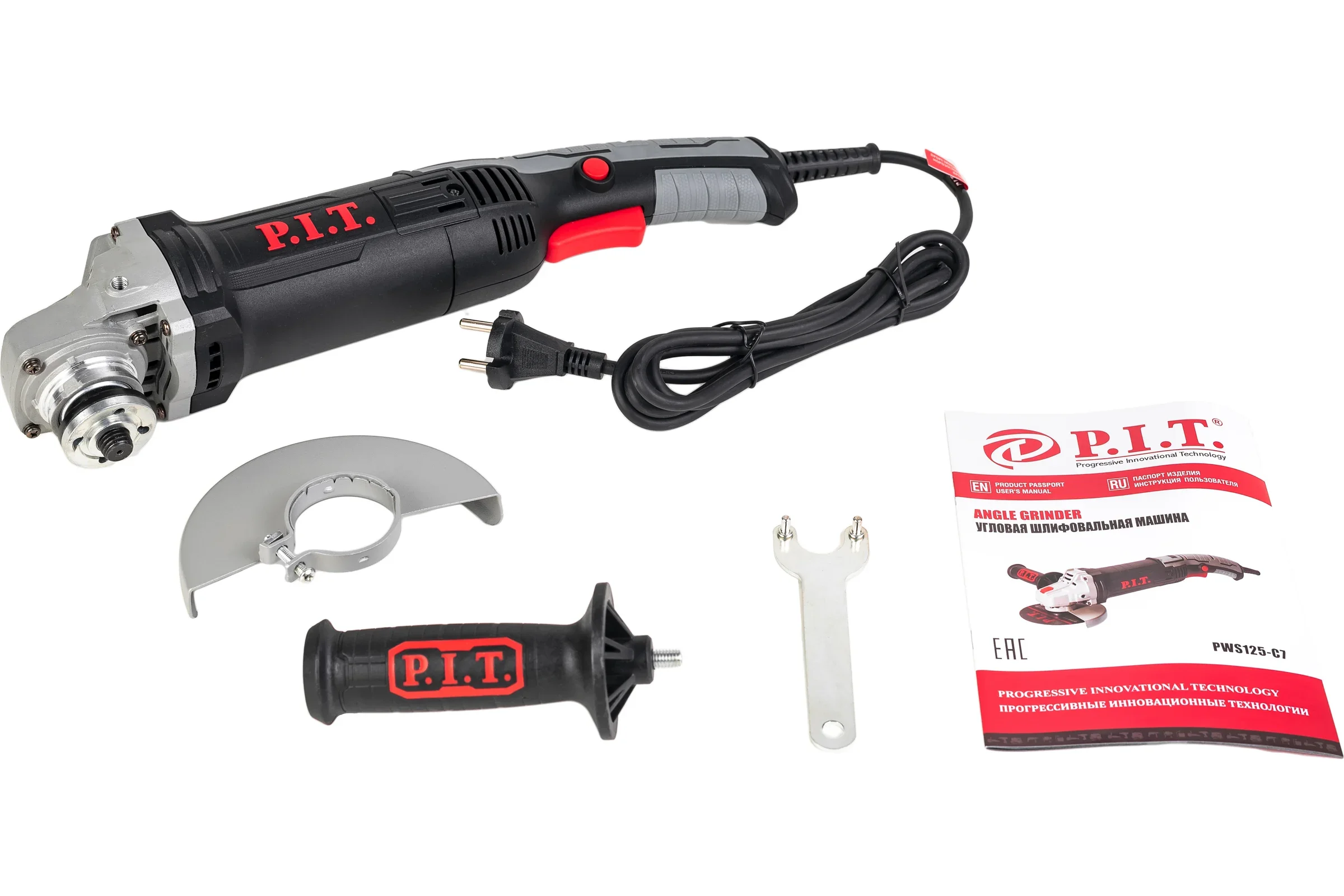 Углошлифовальная машина P.I.T. PWS125-C7 1200Вт 11000об/мин рез.шпин.:M14 d=125мм