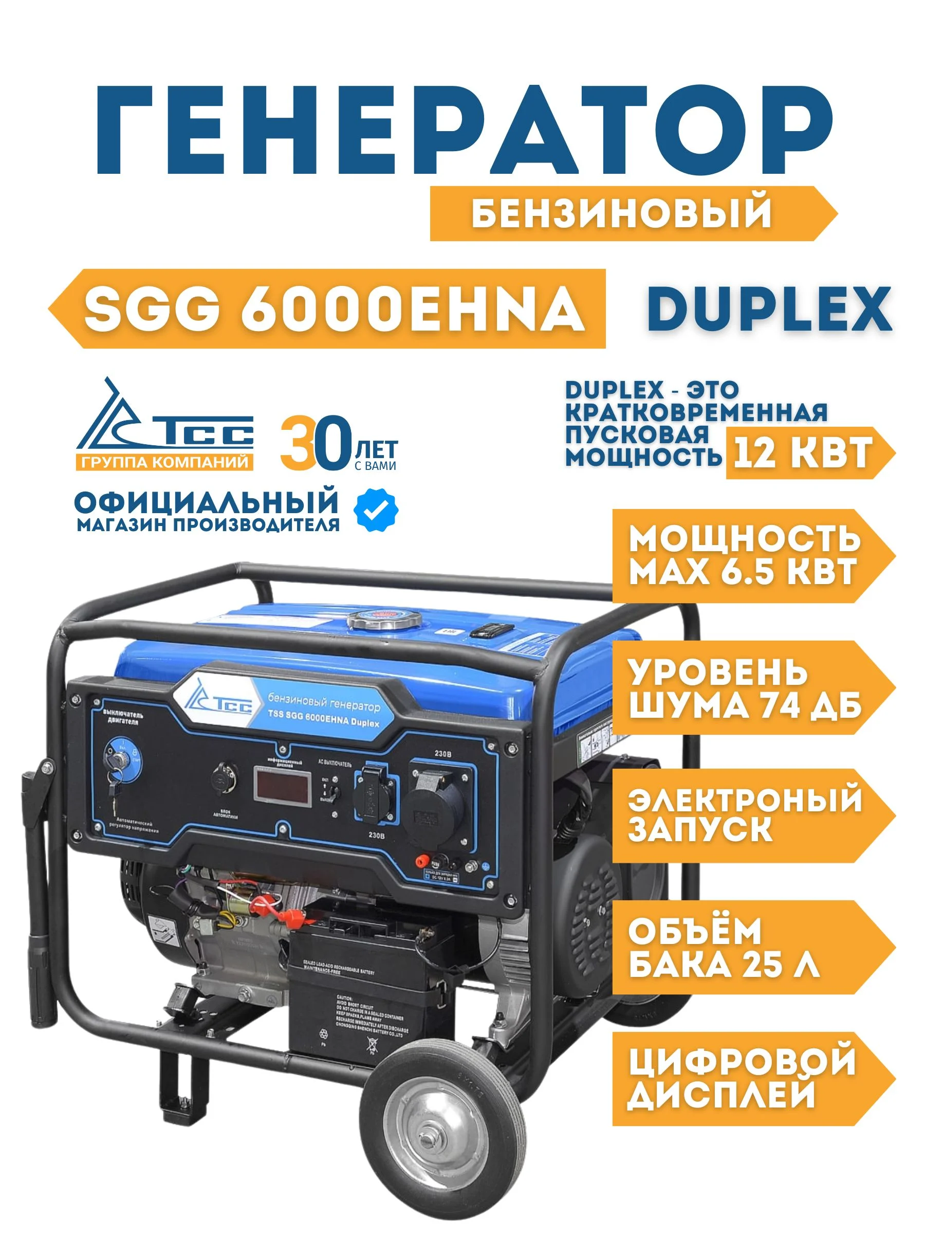Генератор ТСС SGG 6000EHNA Duplex 6.5кВт