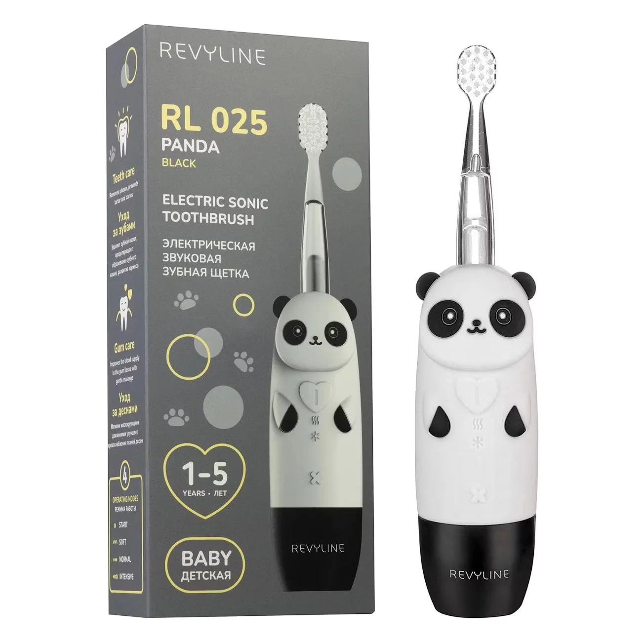 Электрическая зубная щетка Revyline RL 025 Baby Panda, черная