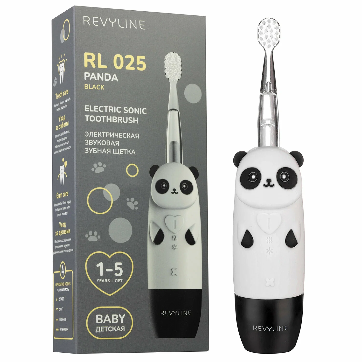 Электрическая зубная щетка Revyline RL 025 Baby Panda, черная