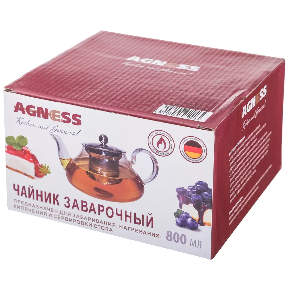 ЧАЙНИК ЗАВАРОЧНЫЙ AGNESS С ФИЛЬТРОМ ИЗ НЖС 600 МЛ (КОР=24ШТ.)