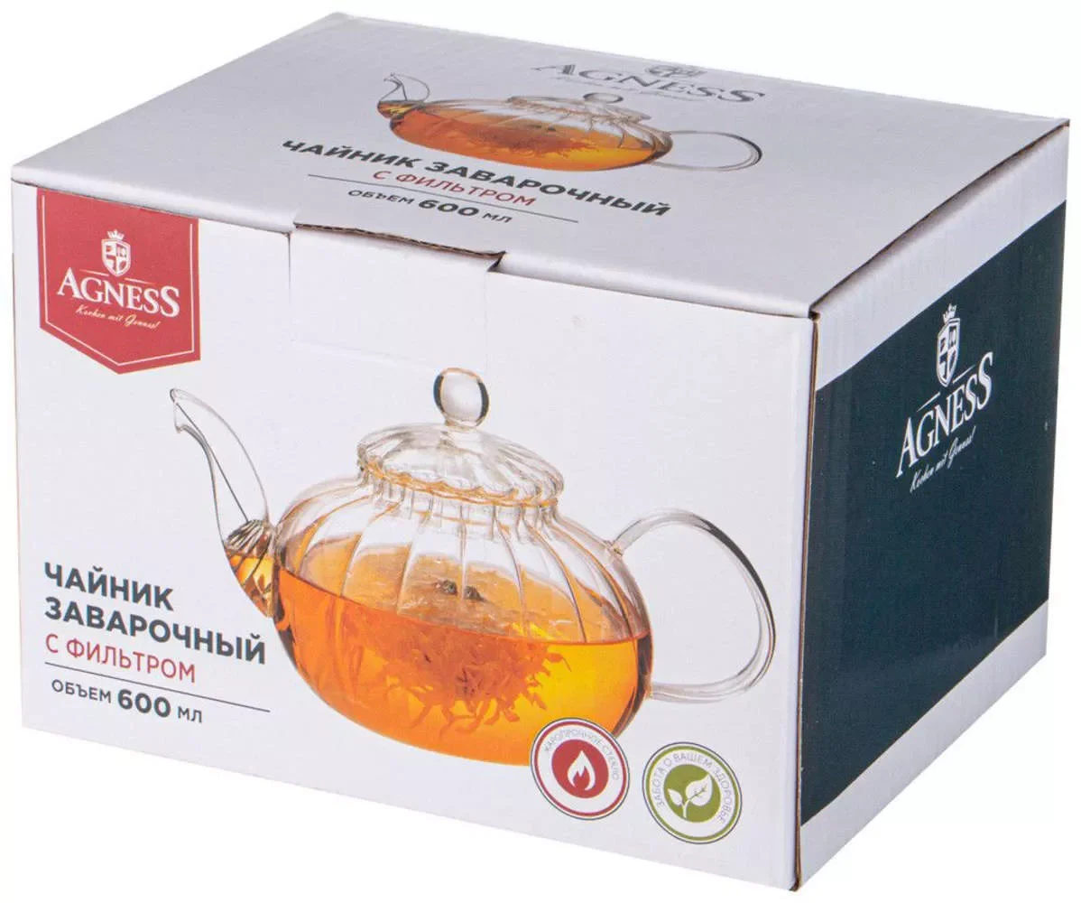 ЧАЙНИК ЗАВАРОЧНЫЙ AGNESS С ФИЛЬТРОМ ИЗ НЖС 600 МЛ (КОР=24ШТ.)