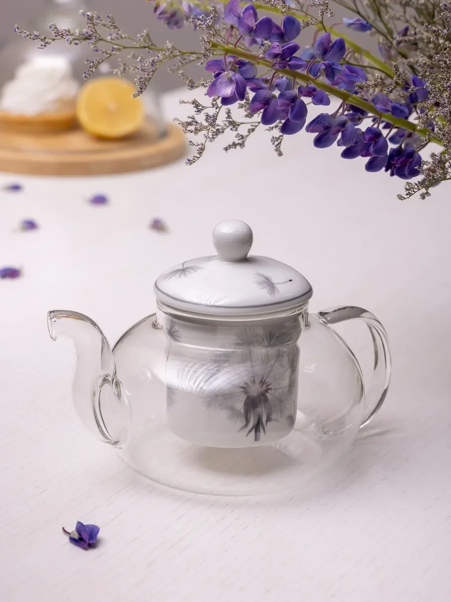 ЧАЙНИК СТЕКЛЯННЫЙ С ФАРФОРОВЫМ СИТОМ LEFARD DANDELION 650 МЛ