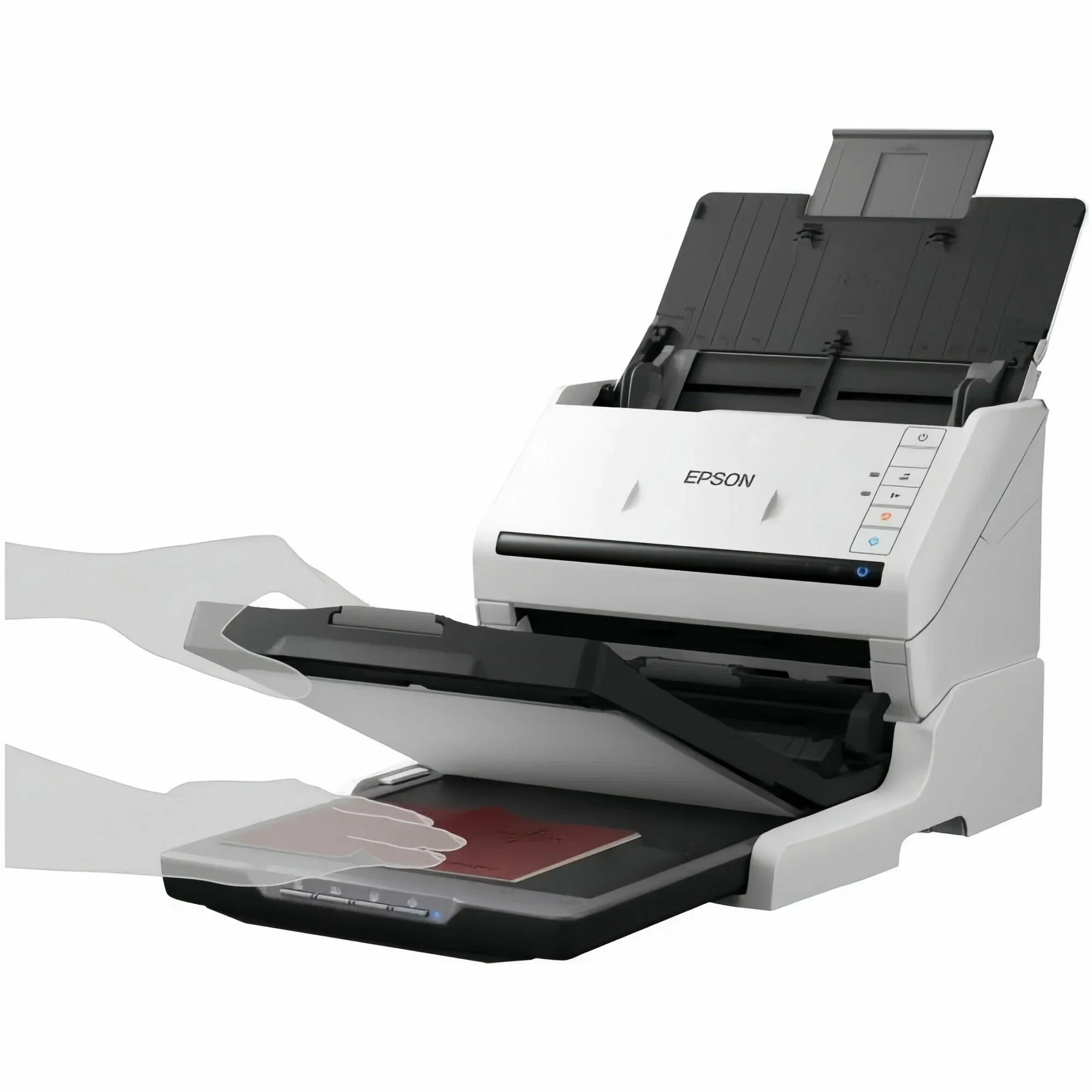 Сканер протяжный Epson WorkForce DS-530II (B11B261401/502) A4 белый/черный
