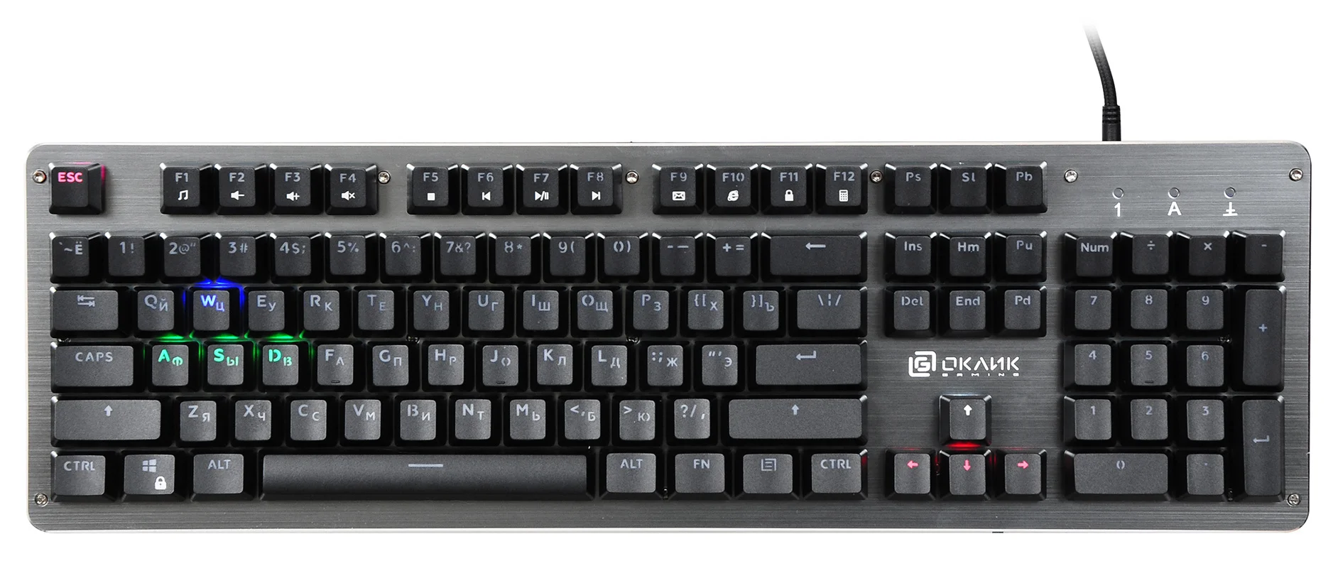 Клавиатура Oklick 970G Dark Knight проводная, USB Type-A, чёрный/серебристый