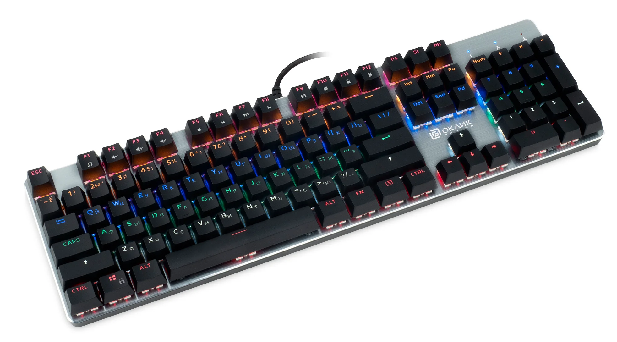 Клавиатура Oklick 970G Dark Knight проводная, USB Type-A, чёрный/серебристый