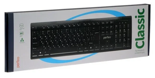 Клавиатура PERFEO PF-6106-USB черный(Perfeo клавиатура стандартная, PS/2, черная (PF-6106-ST) Размеры: 442x132x25 мм)