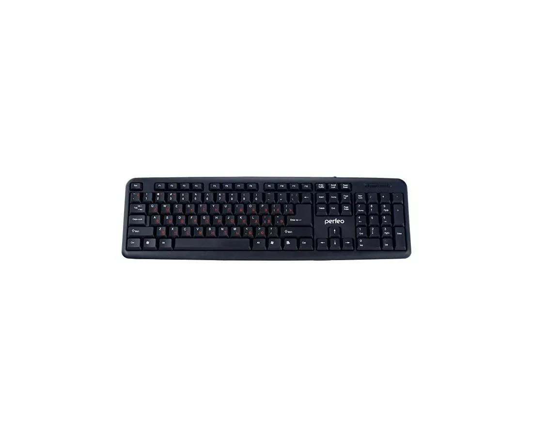 Клавиатура PERFEO PF-6106-USB черный(Perfeo клавиатура стандартная, PS/2, черная (PF-6106-ST) Размеры: 442x132x25 мм)