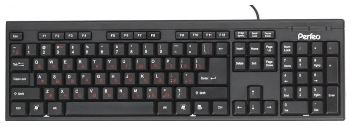Клавиатура PERFEO PF-6106-USB черный(Perfeo клавиатура стандартная, PS/2, черная (PF-6106-ST) Размеры: 442x132x25 мм)