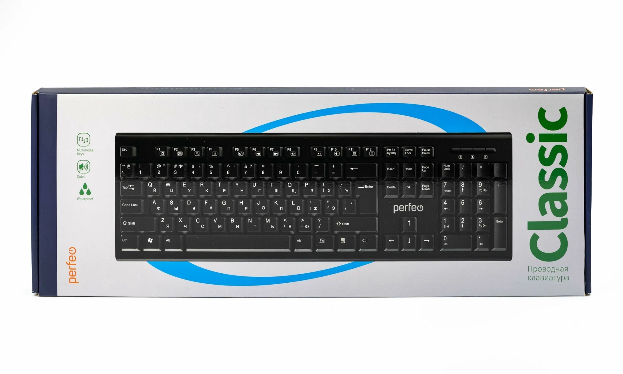 Клавиатура PERFEO PF-6106-USB черный(Perfeo клавиатура стандартная, PS/2, черная (PF-6106-ST) Размеры: 442x132x25 мм)