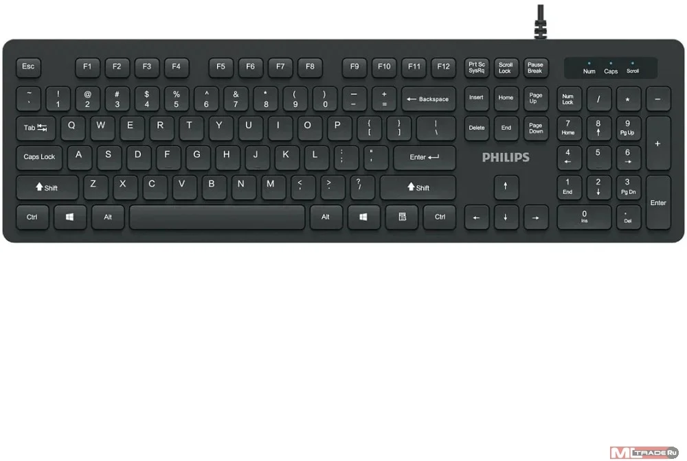 Клавиатура Philips SPK6264 проводная, USB Type-A, чёрный